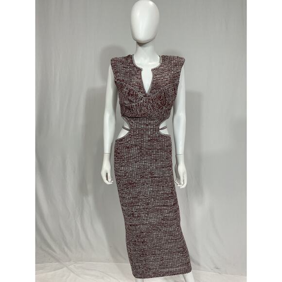 Self-Portrait 'Crossover' Red Rib Knit Midi Dress Size XL - Picture 2 of 4